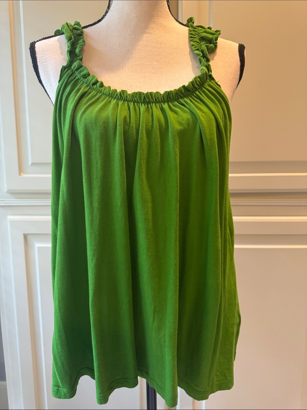 Old Navy Bright Green Ruched Strap Tank Top